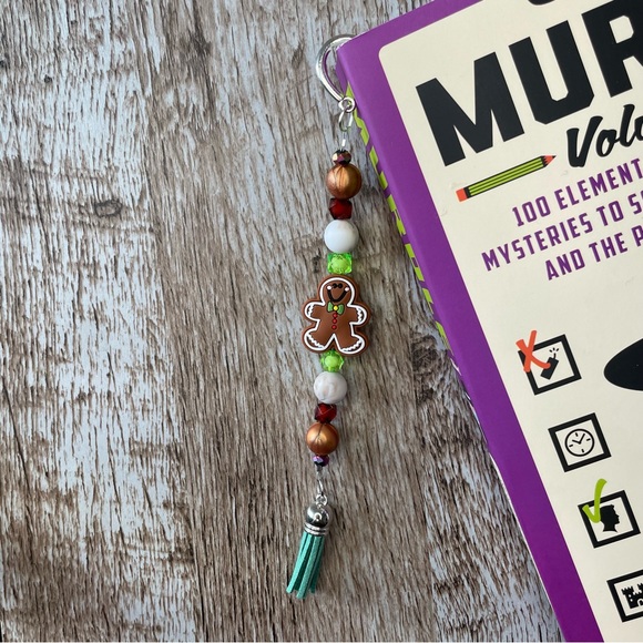 Bookmark Gingerbread Handcrafted Artisan Beaded Metal Journal Gifts Read Book - Picture 2 of 3